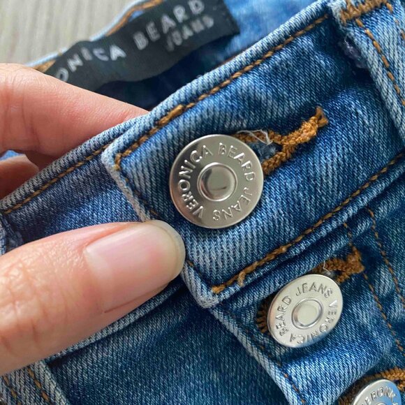 Veronica Beard Kiley High Waist Wide Leg Two-Tone Jeans Size 26/2 Western Cowboy - Picture 5 of 11